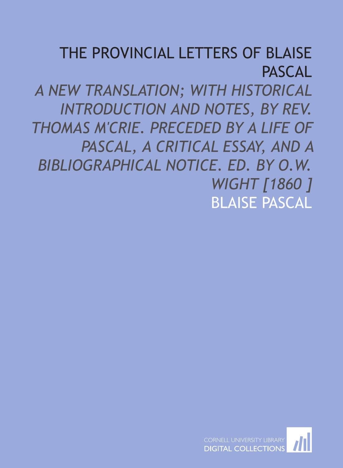 The Provincial Letters by Blaise Pascal